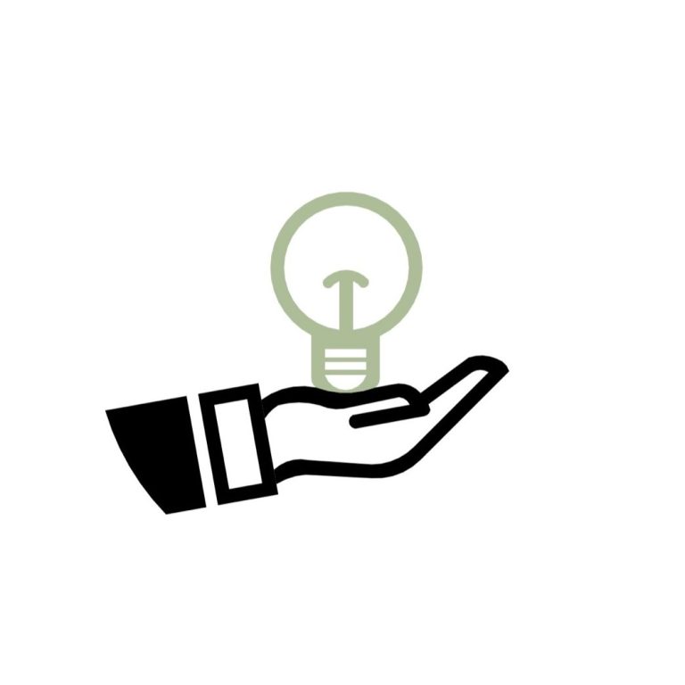 Hand mit Glühbirne, die eine Idee oder Kreativität symbolisiert.