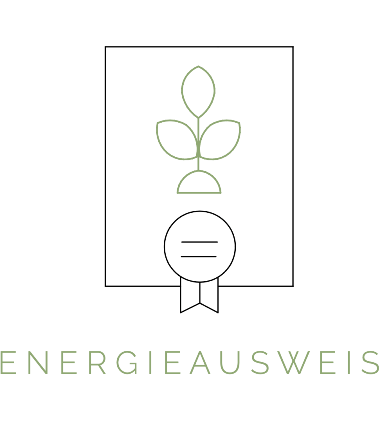 Energieausweis mit Pflanze und Zertifikatssiegel als Symbol für Nachhaltigkeit.